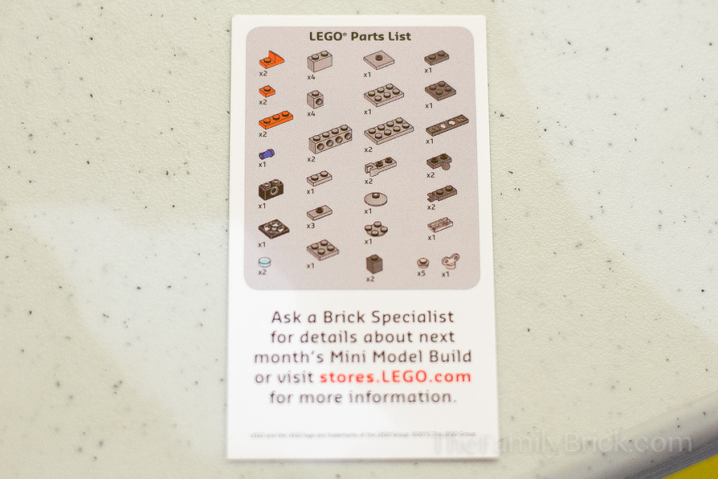 LEGO Monthly Mini Build March 2015 Robot - Parts List