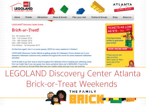 LEGOLAND Discovery Center Atlanta Brick-or-Treat Weekends