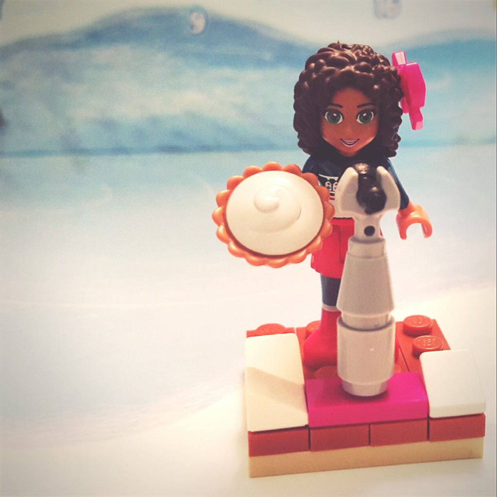 "We're raffling off this pie!" - Day 7 Microphone & Stand from LEGO Friends Advent Calendar