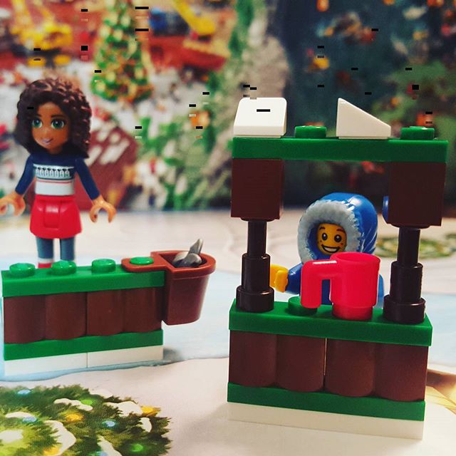 "It's time for some hot cocoa!" #day4 #legocity #legoadventcalendar #lego #icerink #andrea #bucket #mug #kiosk #legofriends