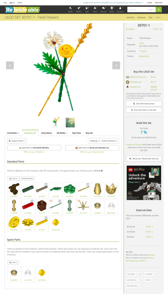 Rebrickable Inventory List