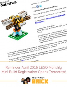 Reminder April 2016 LEGO Monthly Mini Build Registration Opens Tomorrow!