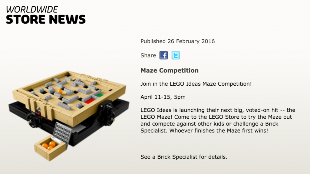LEGO Ideas Maze Competition 2