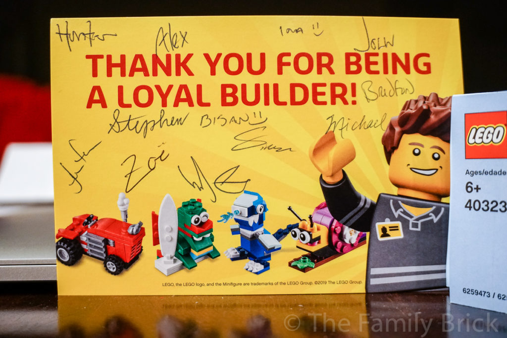LEGO March 2019 Thank You For Being A Loyal Builder Post Card