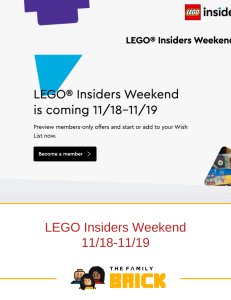 LEGO Insiders Weekend 11/18-11/19