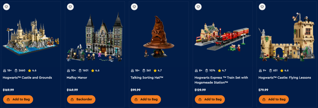 LEGO Harry Potter sets with double points potential