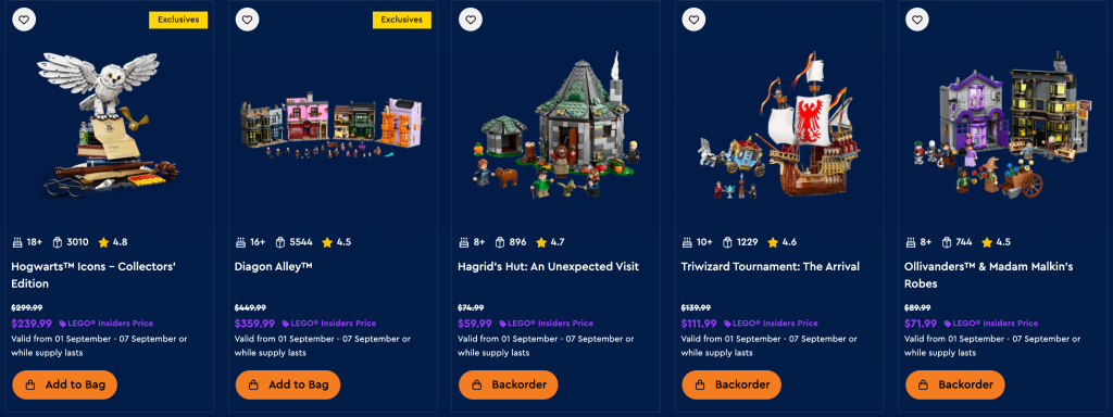 LEGO Harry Potter sets on sale